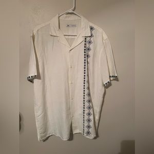 Men’s Zara Short Sleeve Button Down Tropical Resort Shirt (Size XL)